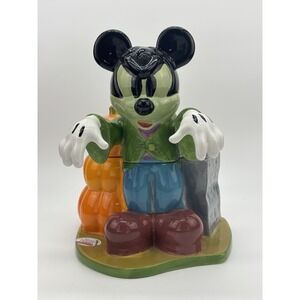 Disney Mickey Mouse Halloween Trick or Treat Cookie Jar Hand Painted Ceramic